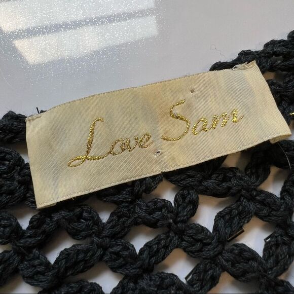 Anthropologie Cotton Bohemian Style LOVE SAM Black Dress Beaded Crochet on top - Picture 6 of 14